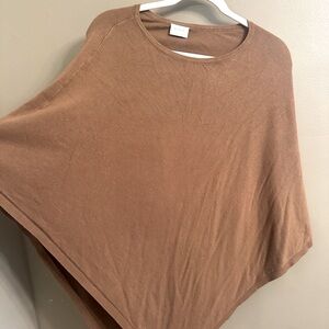 Caramel brown wool cape poncho sweater One Size